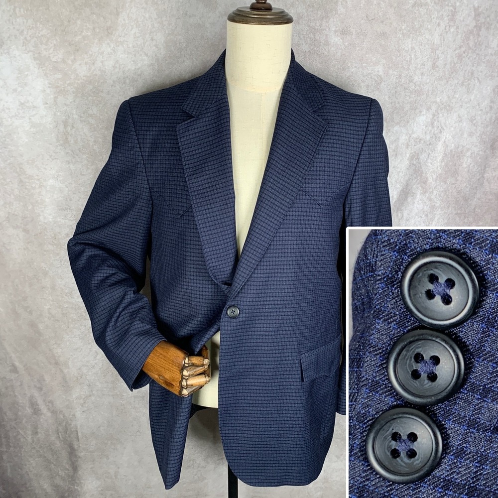 Circle S Blazer Jacket Men 42R Blue Check Yoke Western Gaucho Ranch